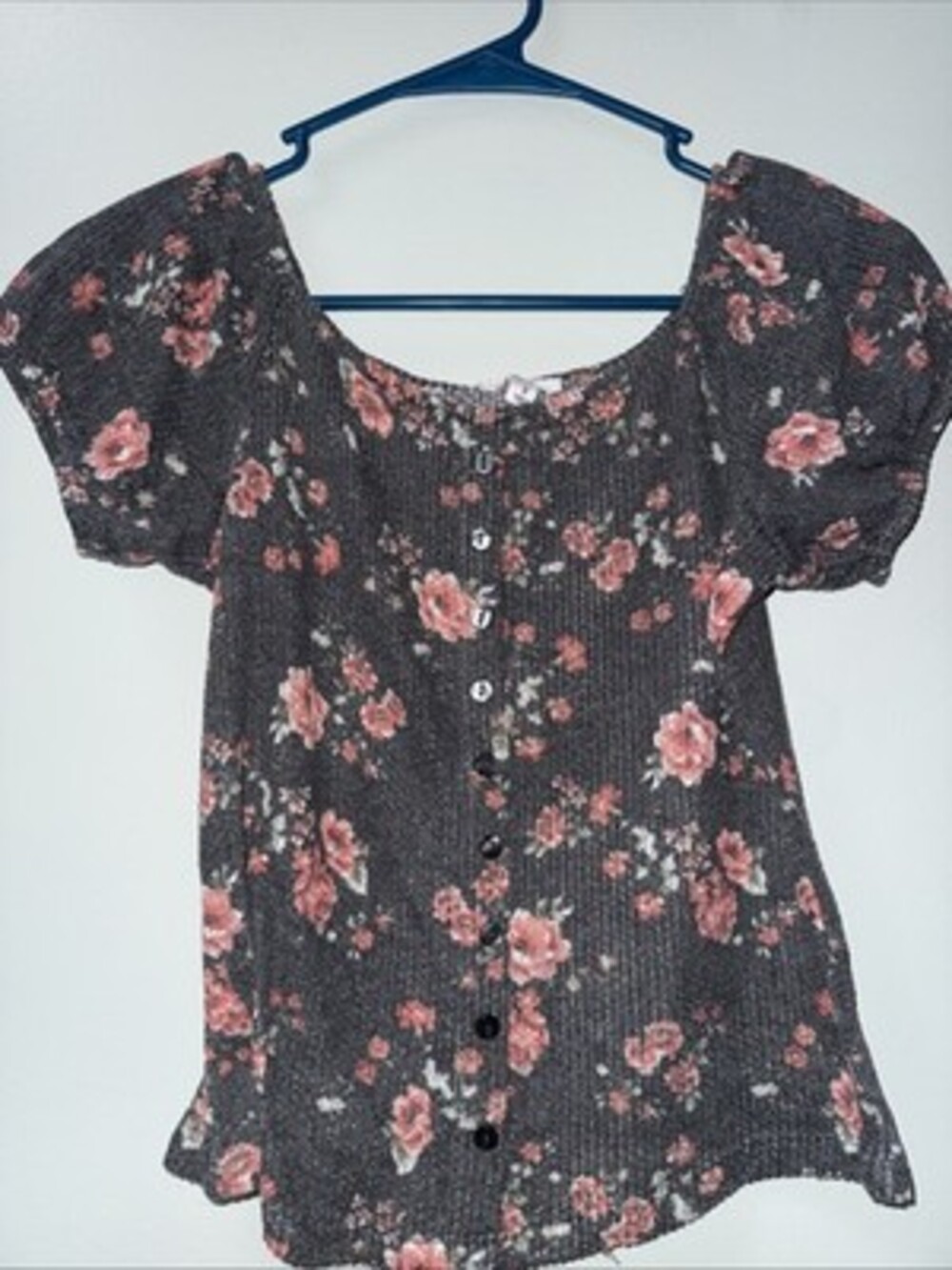 Y2K Hollister Gray Flora Coquette Bella Swan Mallcore Small Henley Tshirt